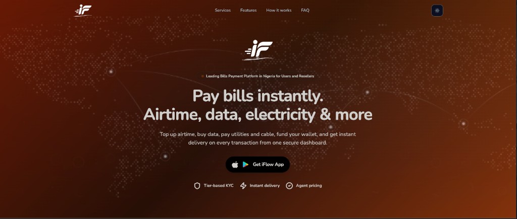 iFlow bills payment platform hero section — custom fintech platform developed by ScalerDev